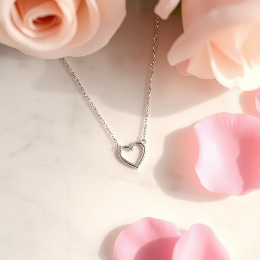 Silver Heart Slips Chain necklace on marble — Affection Link alternative